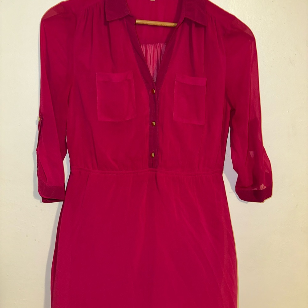 Charlotte Russe Fuchsia Blouse with Button Detail